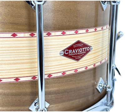 Craviotto Private Reserve 14" x 8" Poplar/Spruce/Poplar Snare Drum with Double Red Inlay 45's