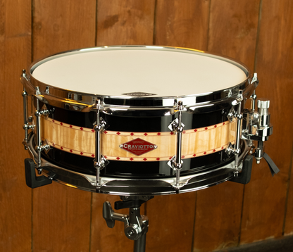 Craviotto Private Reserve Curly Maple 14 x 5.5 Snare Drum in Black