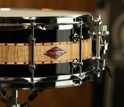 Craviotto Private Reserve Curly Maple 14 x 5.5 Snare Drum in Black