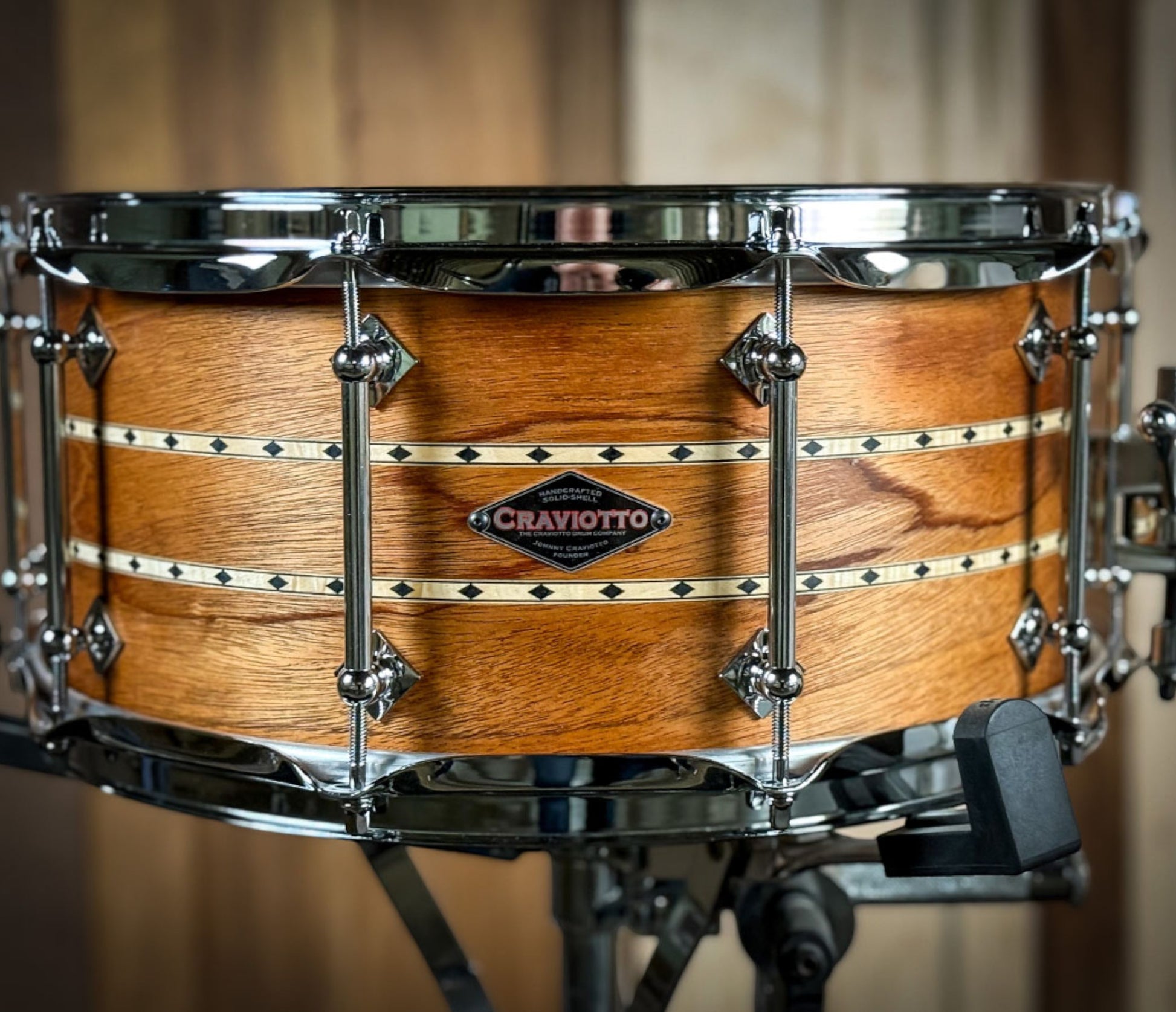 Craviotto Custom Shop Mahogany 14" x 6.5" Snare Drum w/ Maple In lays & 45' Edges