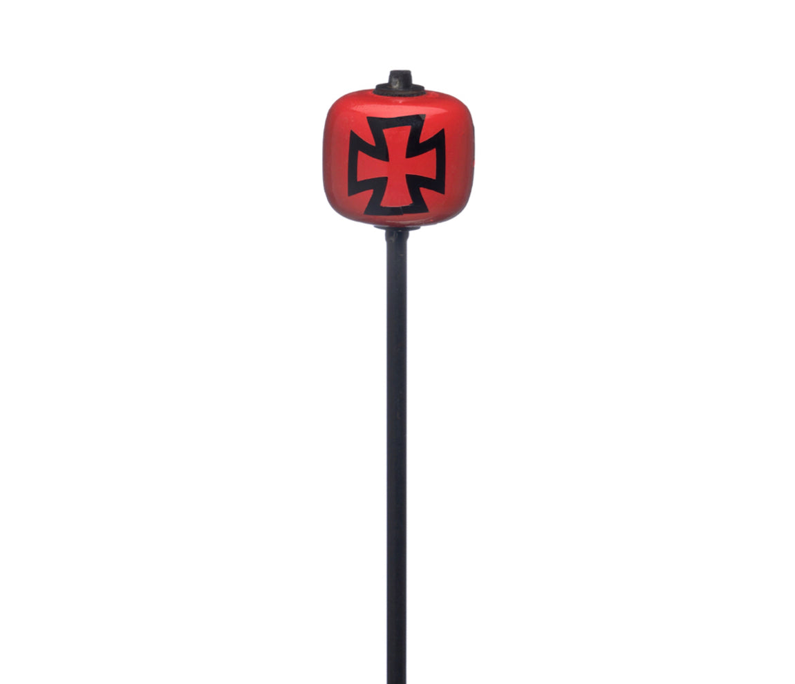 Danmar 8" Red Wood Ball Bass Drum Beater, Black Shaft - Black Iron Cross