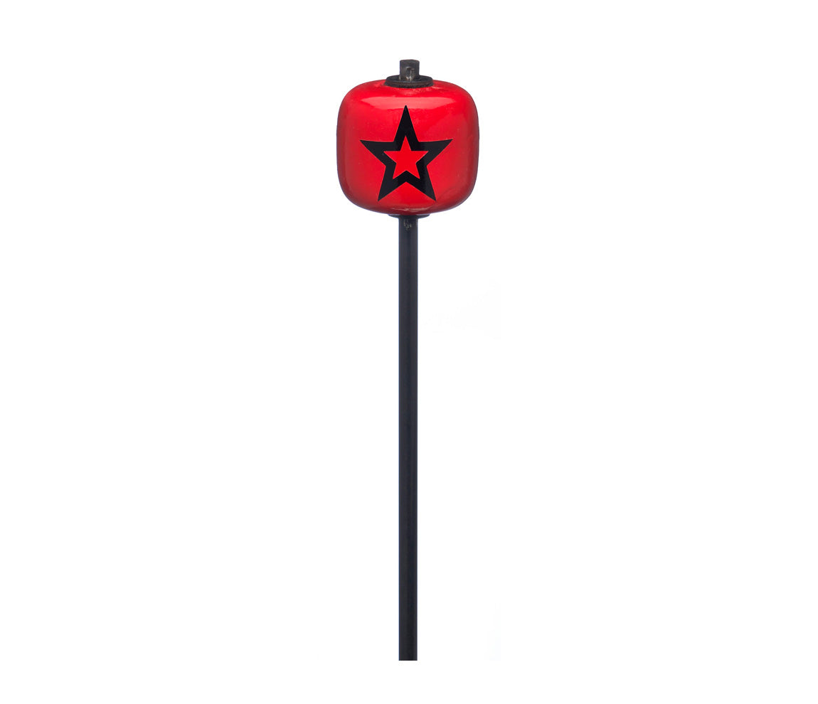 Danmar 8" Red Wood Ball Bass Drum Beater, Black Shaft - Black Star