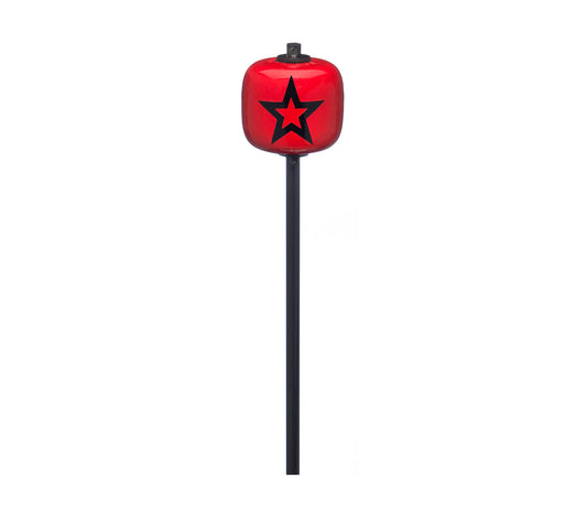Danmar 8" Red Wood Ball Bass Drum Beater, Black Shaft - Black Star