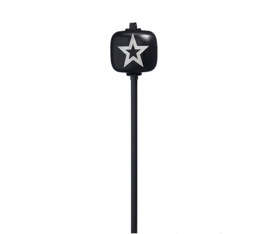 Danmar 8" Black Wood Ball Bass Drum Beater, Black Shaft - Silver Star
