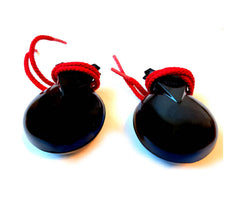 Danmar Castanets - Black Bakelite - Two Pairs With Red Cords