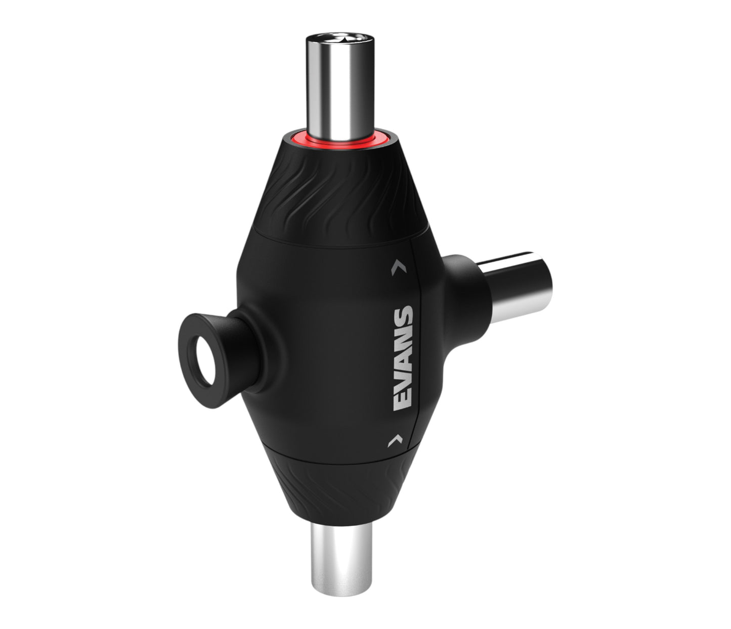 Black Evans drum head pull cord drum key on a white background