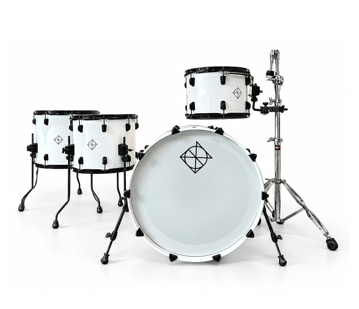 Dixon Artisan 22" 4-piece Shell Pack in White w/ Black Hardware