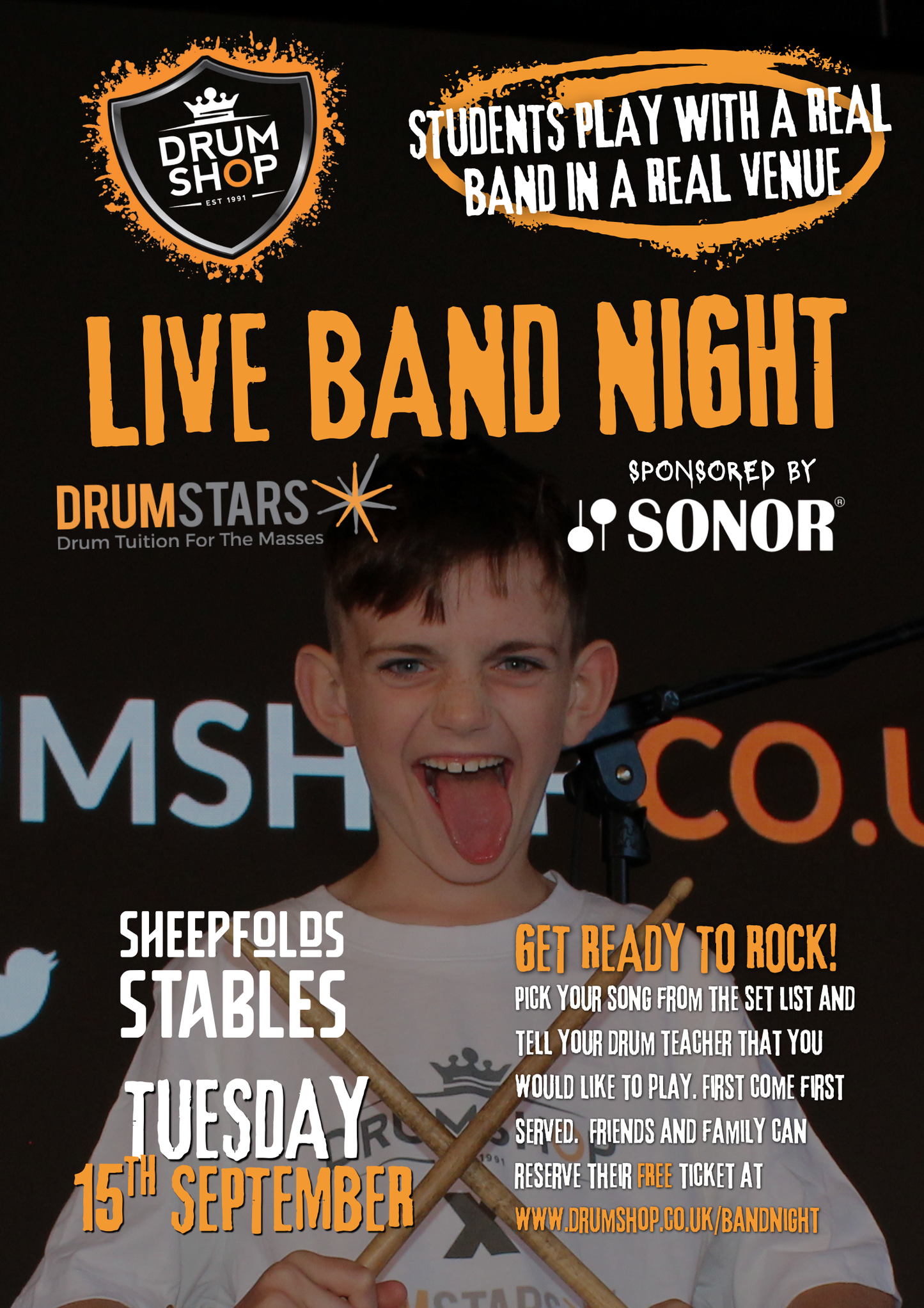 DRUMSTARS LIVE BAND NIGHT FRIENDS & FAMILY TICKET - 15th September 2026