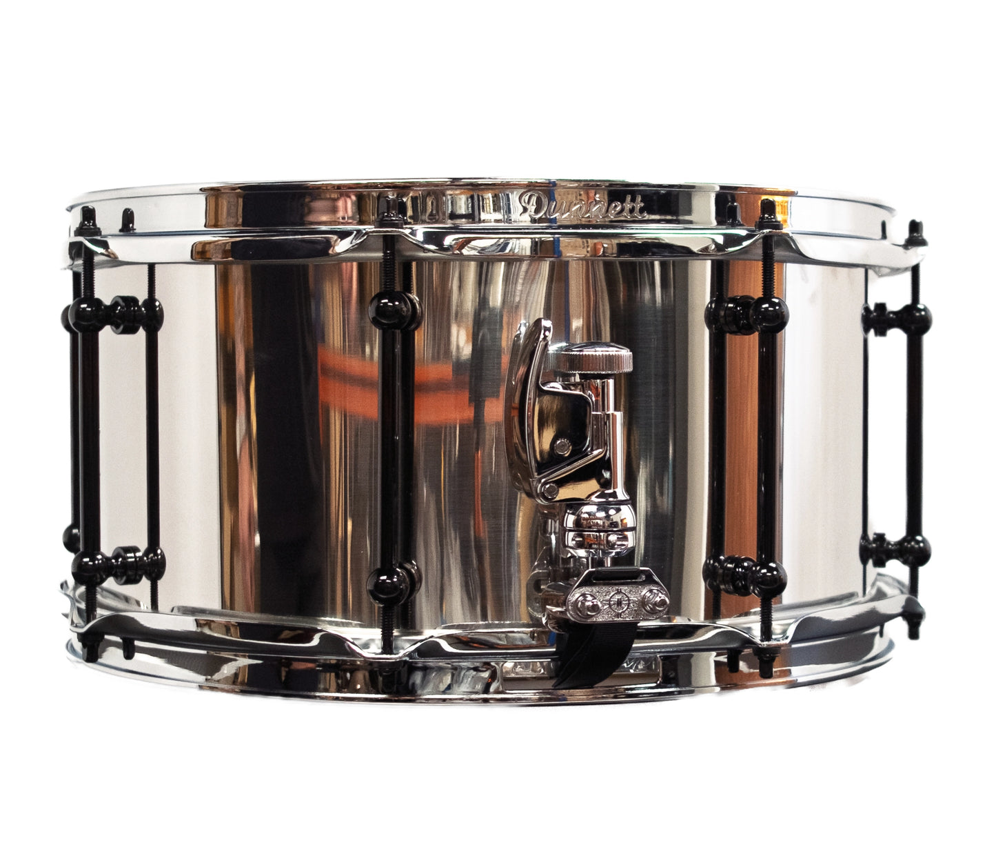 Dunnett Classic 14" x 7" Stainless Steel Polished Snare Drum with Black Hardware