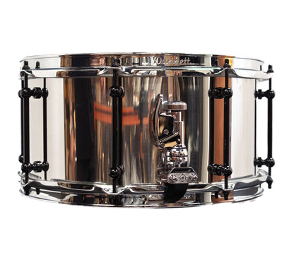 Dunnett Classic 14" x 7" Stainless Steel Polished Snare Drum with Black Hardware