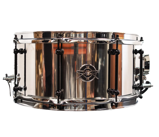 Dunnett Classic 14" x 7" Stainless Steel Polished Snare Drum with Black Hardware