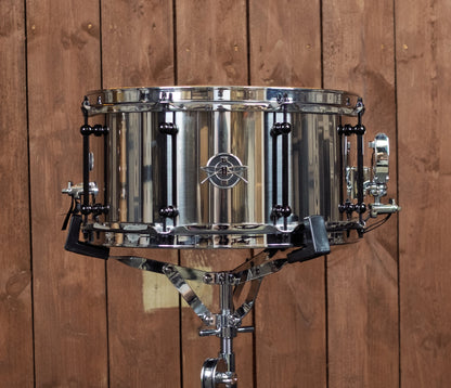 Dunnett Classic 14" x 7" Stainless Steel Polished Snare Drum with Black Hardware