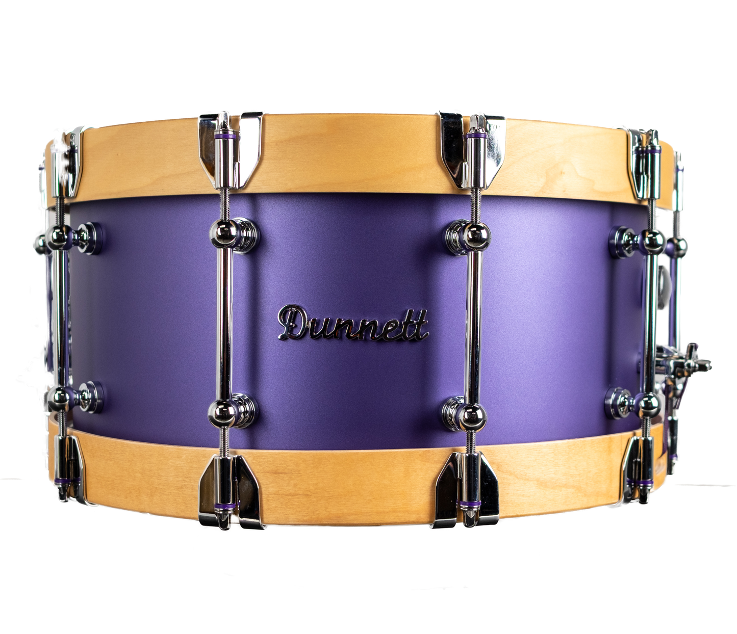 Dunnett Classic StereoPly 14" x 7" Snare Drum in Matte Purple with Maple Hoops