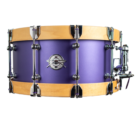 Dunnett Classic StereoPly 14" x 7" Snare Drum in Matte Purple with Maple Hoops