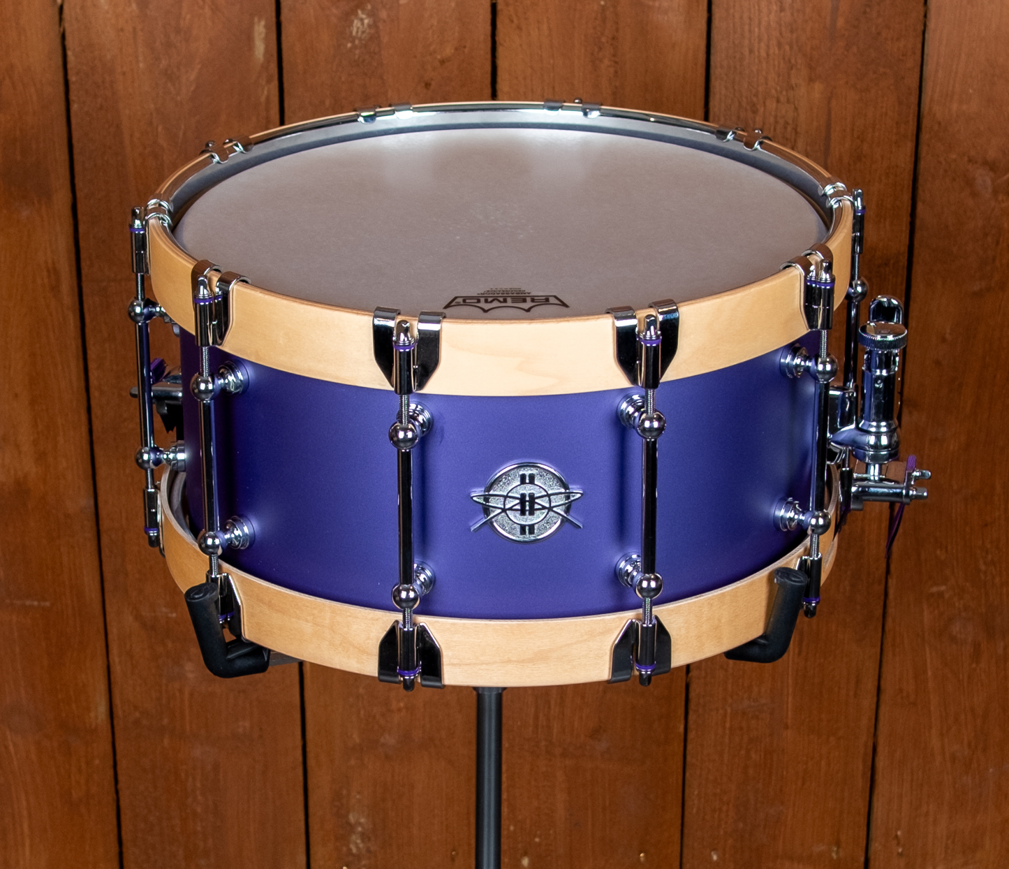 Dunnett Classic StereoPly 14" x 7" Snare Drum in Matte Purple with Maple Hoops
