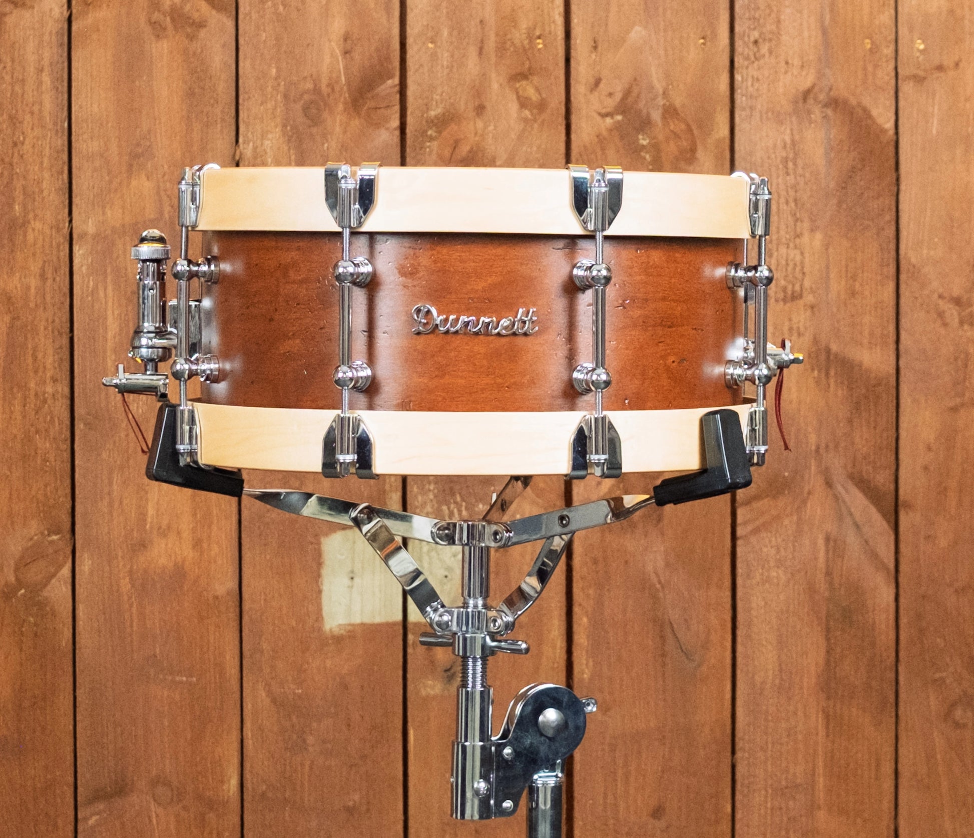 Dunnett MonoPly Solid Cherry 'Relic' 14" x 6" Snare Drum with Wood Hoops