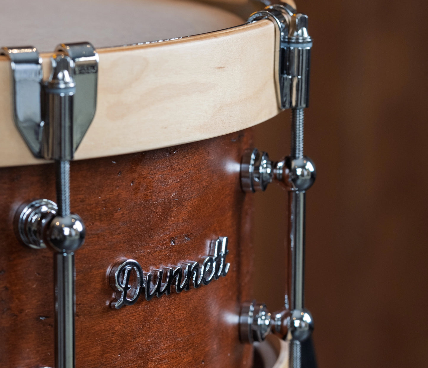 Dunnett MonoPly Solid Cherry 'Relic' 14" x 6" Snare Drum with Wood Hoops