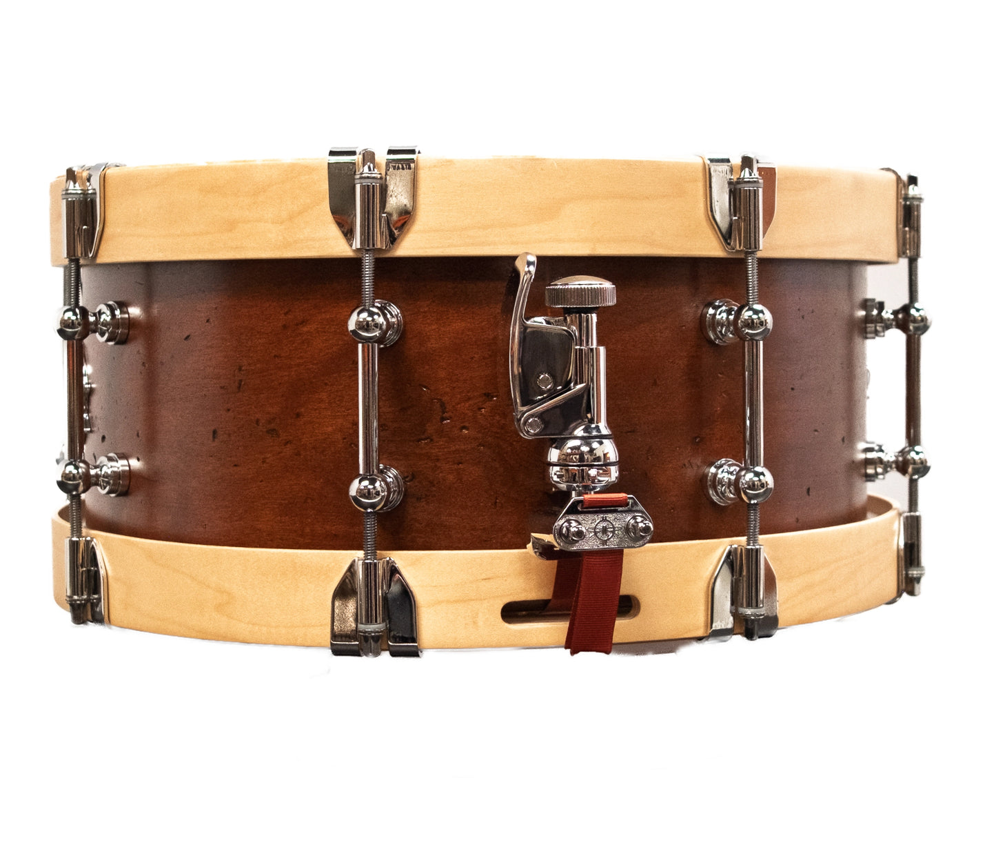 Dunnett MonoPly Solid Cherry 'Relic' 14" x 6" Snare Drum with Wood Hoops