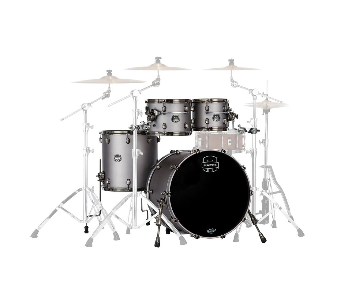 Mapex Saturn Evolution Rock Birch 4-Piece Shell Pack in Gun Metal Grey