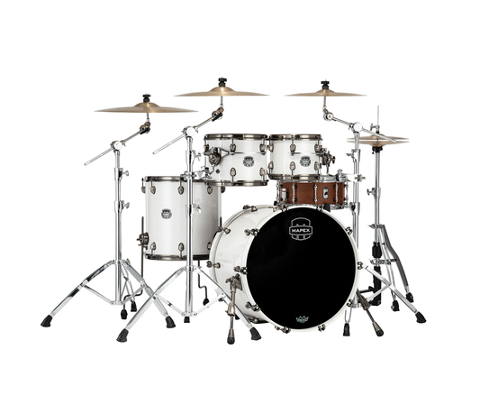 Mapex Saturn Evolution Rock Birch 4-Piece Shell Pack in Polar White