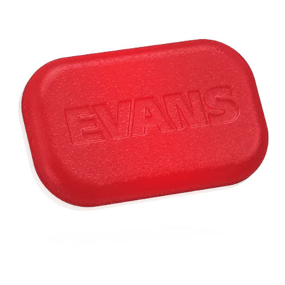 Close-up of a red Evans Mini EQ Pod drum dampening gel