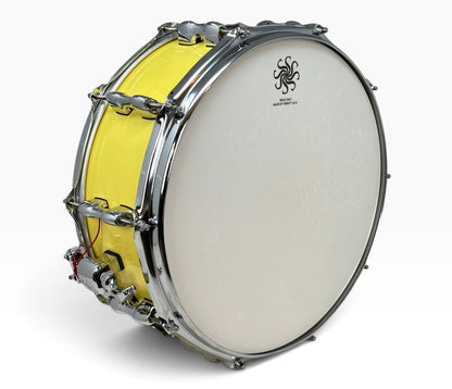 Ex Demo Sakae Evolved 14" x 5.5" Snare Drum in Cheese Cake – angled batter head view