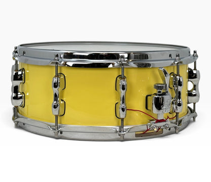 Ex Demo Sakae Evolved 14" x 5.5" Snare Drum in Cheese Cake – strainer side view
