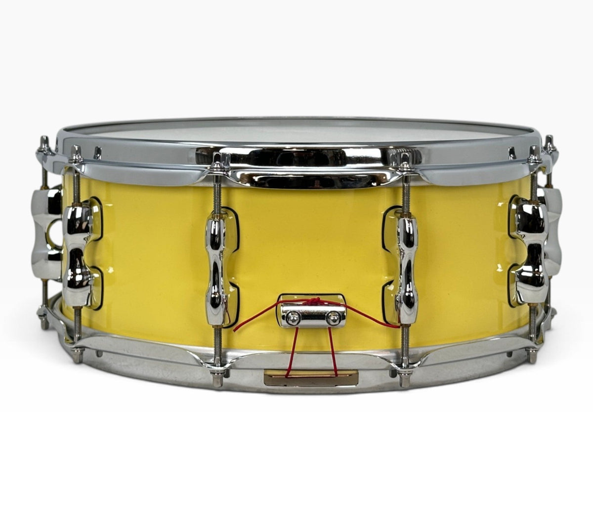 Ex Demo Sakae Evolved 14" x 5.5" Snare Drum in Cheese Cake – rear view with snare butt plate