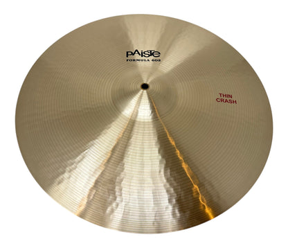 Close-up of the bell, lathing and finish on the Paiste Formula 602 Thin Crash