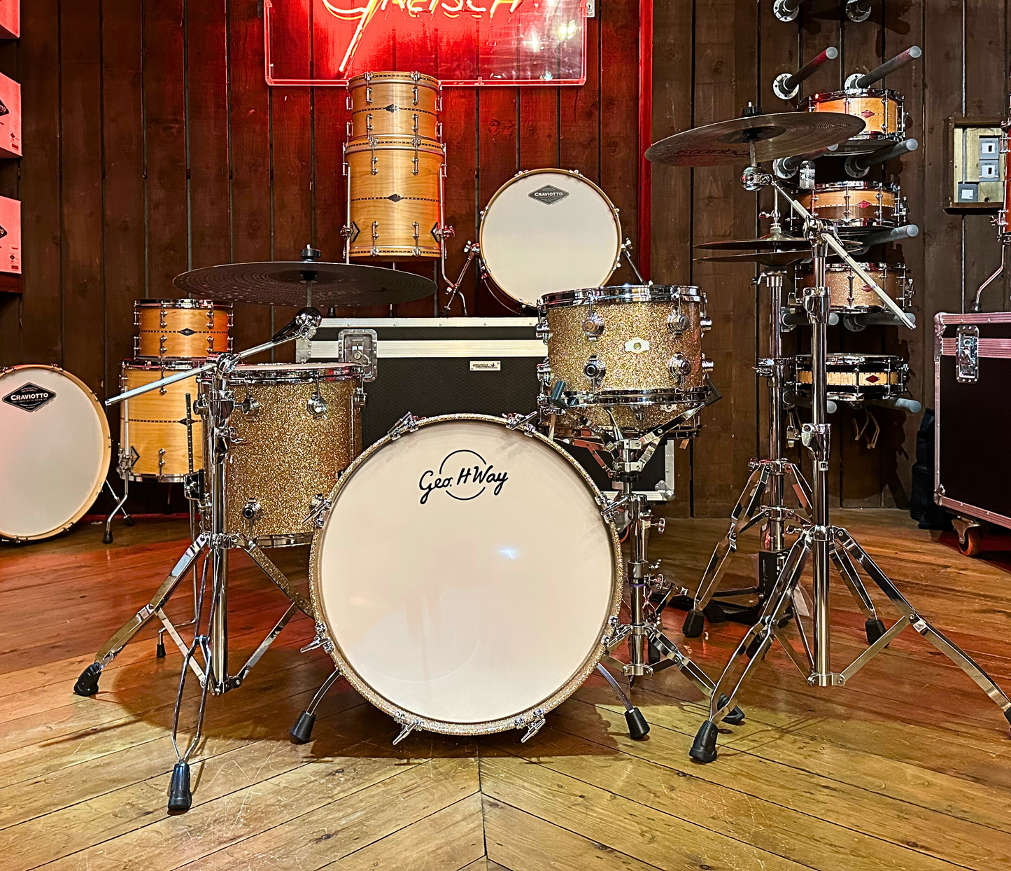 George Way Aristocrat Model Drum Kit - 18" 3 Piece Shell Pack in Champagne Sparkle