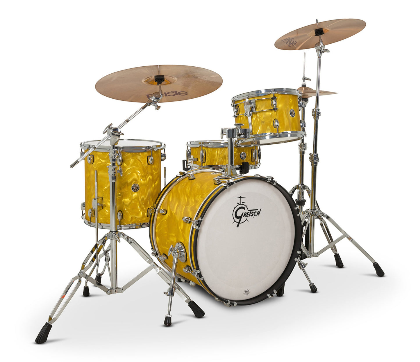 Gretsch Catalina Club 18" 4-Piece Shell Pack in Yellow Satin Flame + Snare Drum