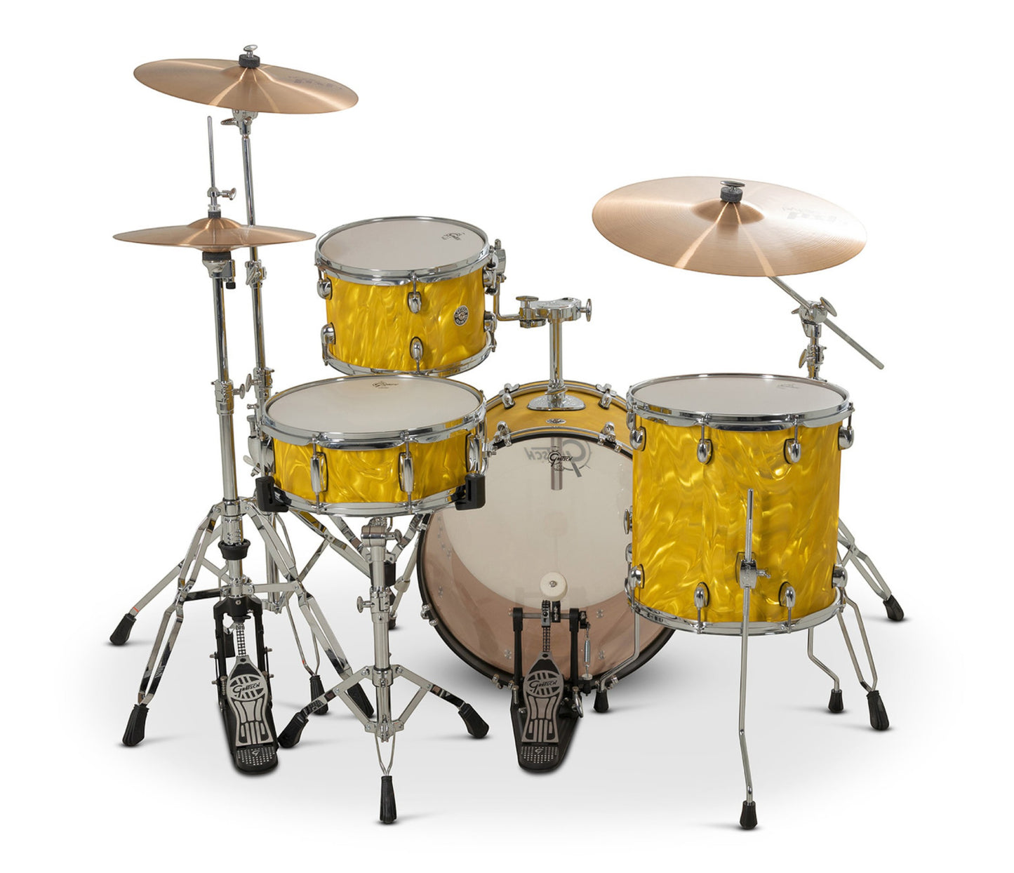 Gretsch Catalina Club 18" 4-Piece Shell Pack in Yellow Satin Flame + Snare Drum