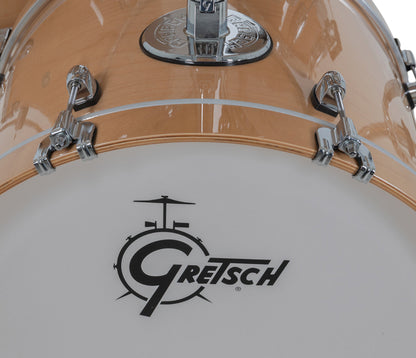 Gretsch Catalina Maple 20" 5-piece drum kit in Antique Maple – matching bass drum hoop and claw detail