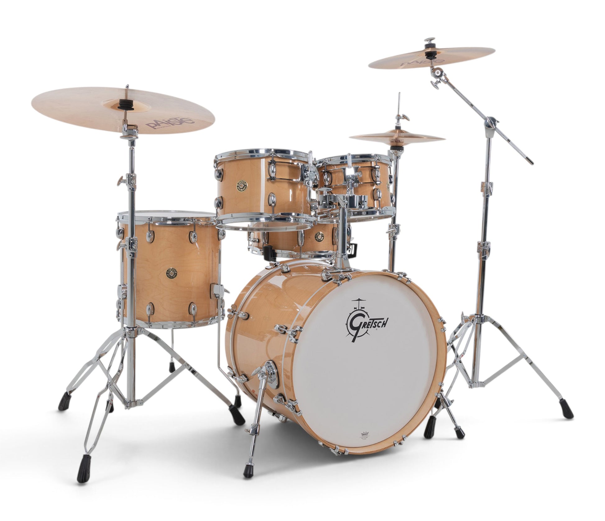 Gretsch Catalina Maple 20" 5-piece drum kit in Antique Maple – three-quarter front view