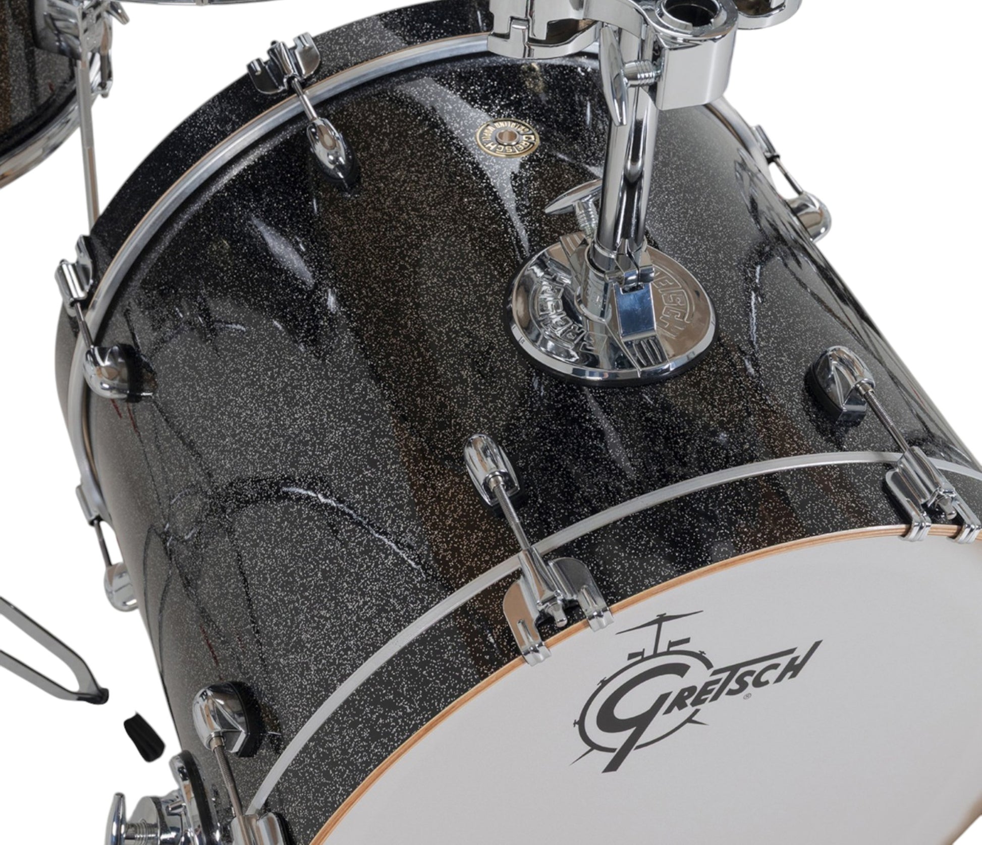Gretsch Catalina Maple 20" 5-piece drum kit in Black Stardust – GTS tom mounting system close-up