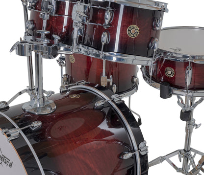 Gretsch Catalina Maple 20" 5-piece drum kit in Deep Cherry Burst – tom shell close-up