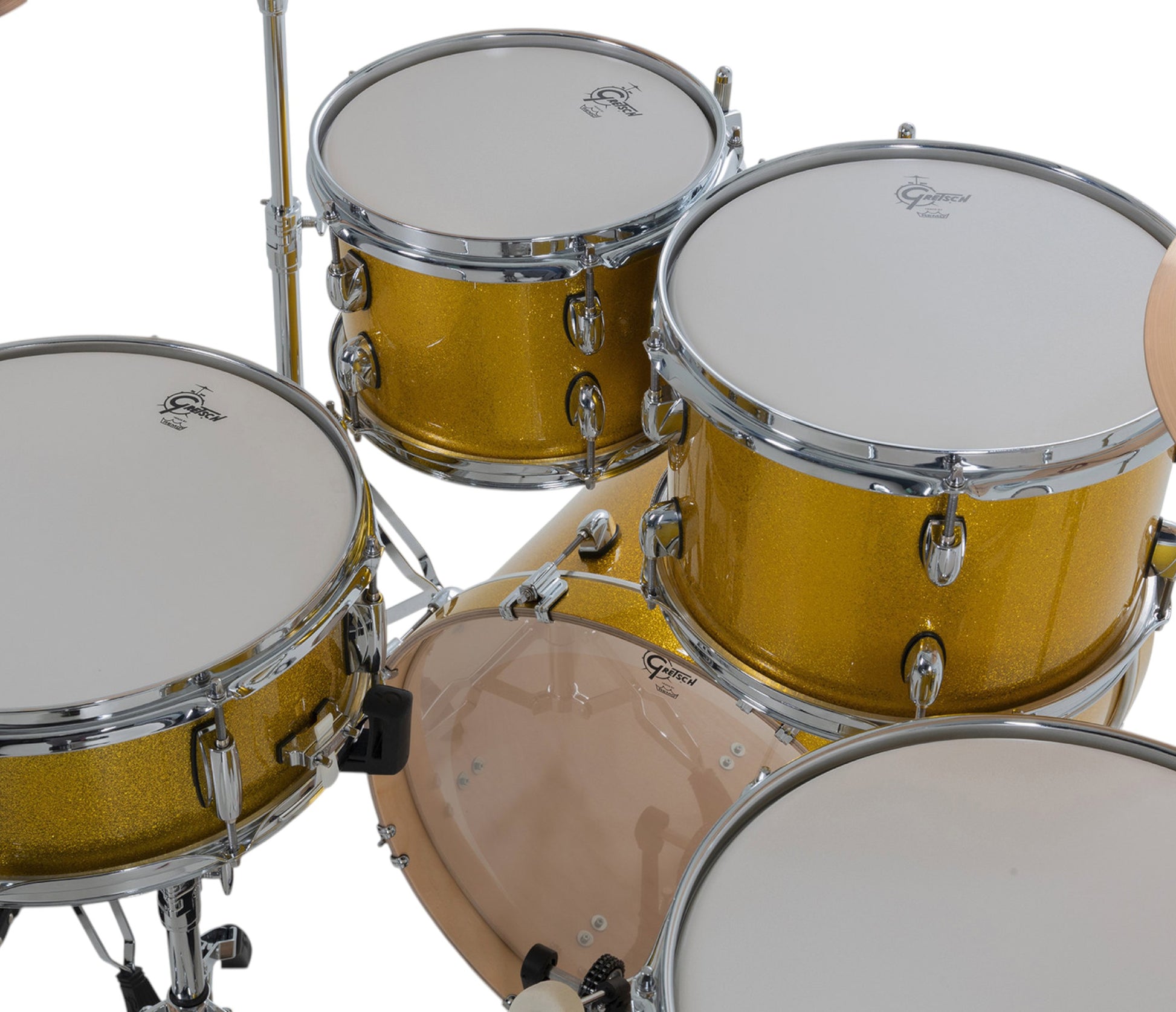 Gretsch Catalina Maple 20" 5-piece drum kit in Lemon Sparkle – three-quarter front view