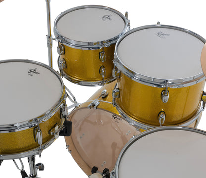 Gretsch Catalina Maple 20" 5-piece drum kit in Lemon Sparkle – three-quarter front view
