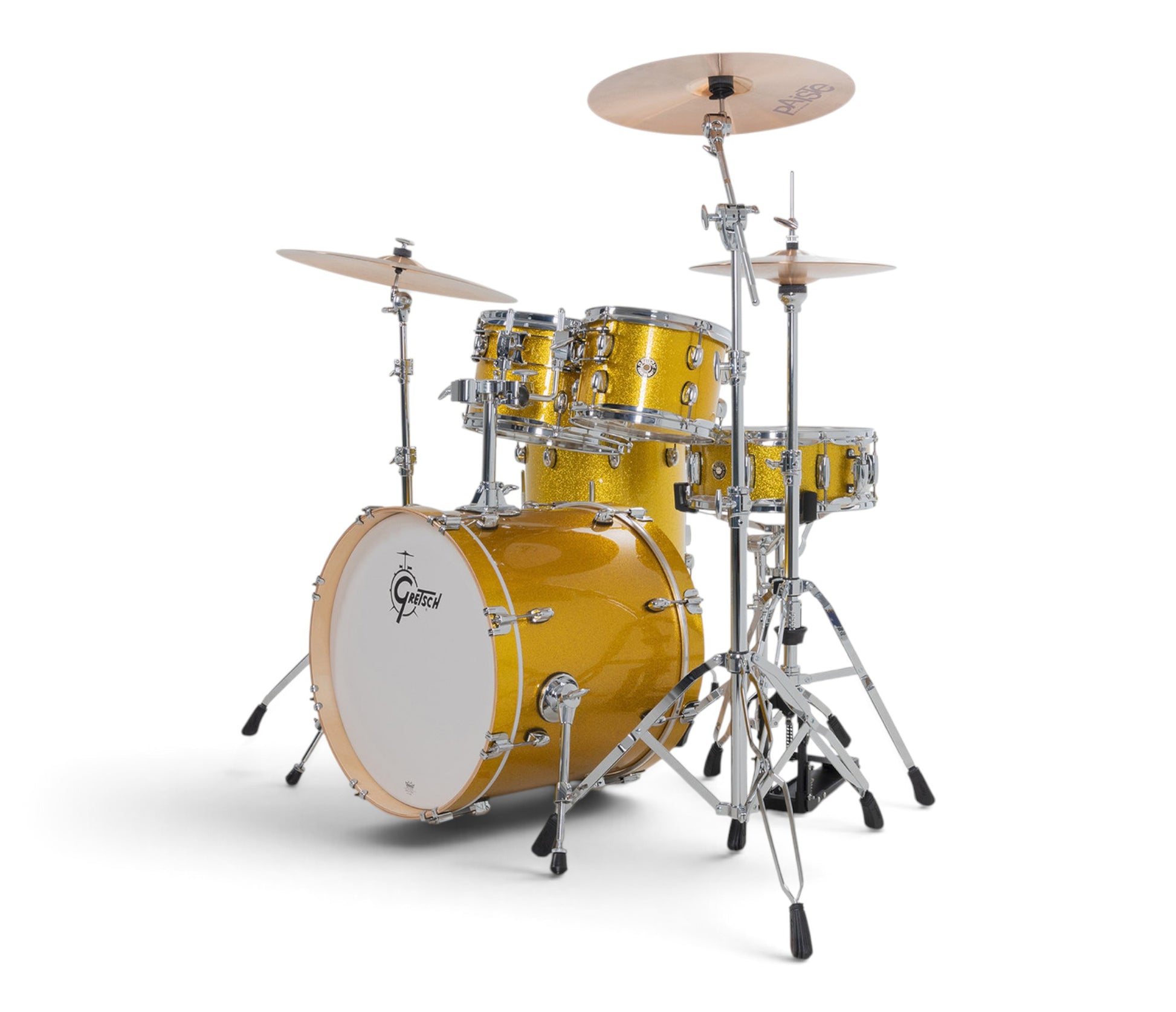 Gretsch Catalina Maple 20" 5-piece drum kit in Lemon Sparkle – straight-on front view