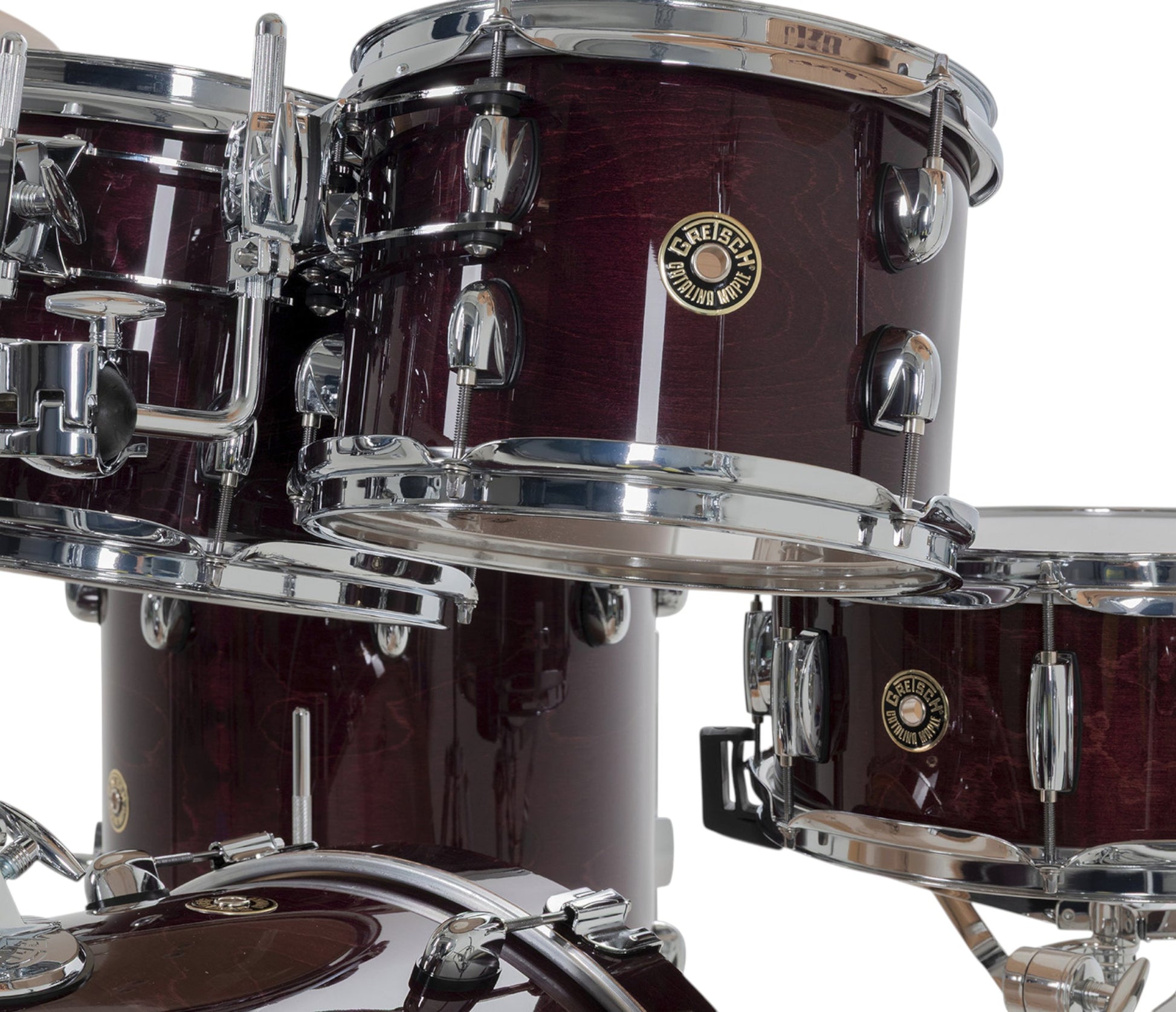 Gretsch Catalina Maple 20" 5-piece drum kit in Purple Gloss – tom shell close-up
