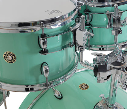 Gretsch Catalina Maple 20" 5-piece drum kit in Seafoam Green – overhead drumhead and shell detail