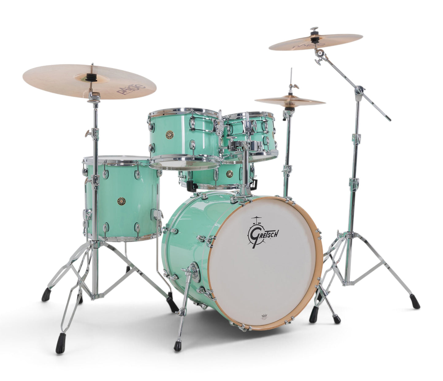 Gretsch Catalina Maple 20" 5-piece drum kit in Seafoam Green – three-quarter front view