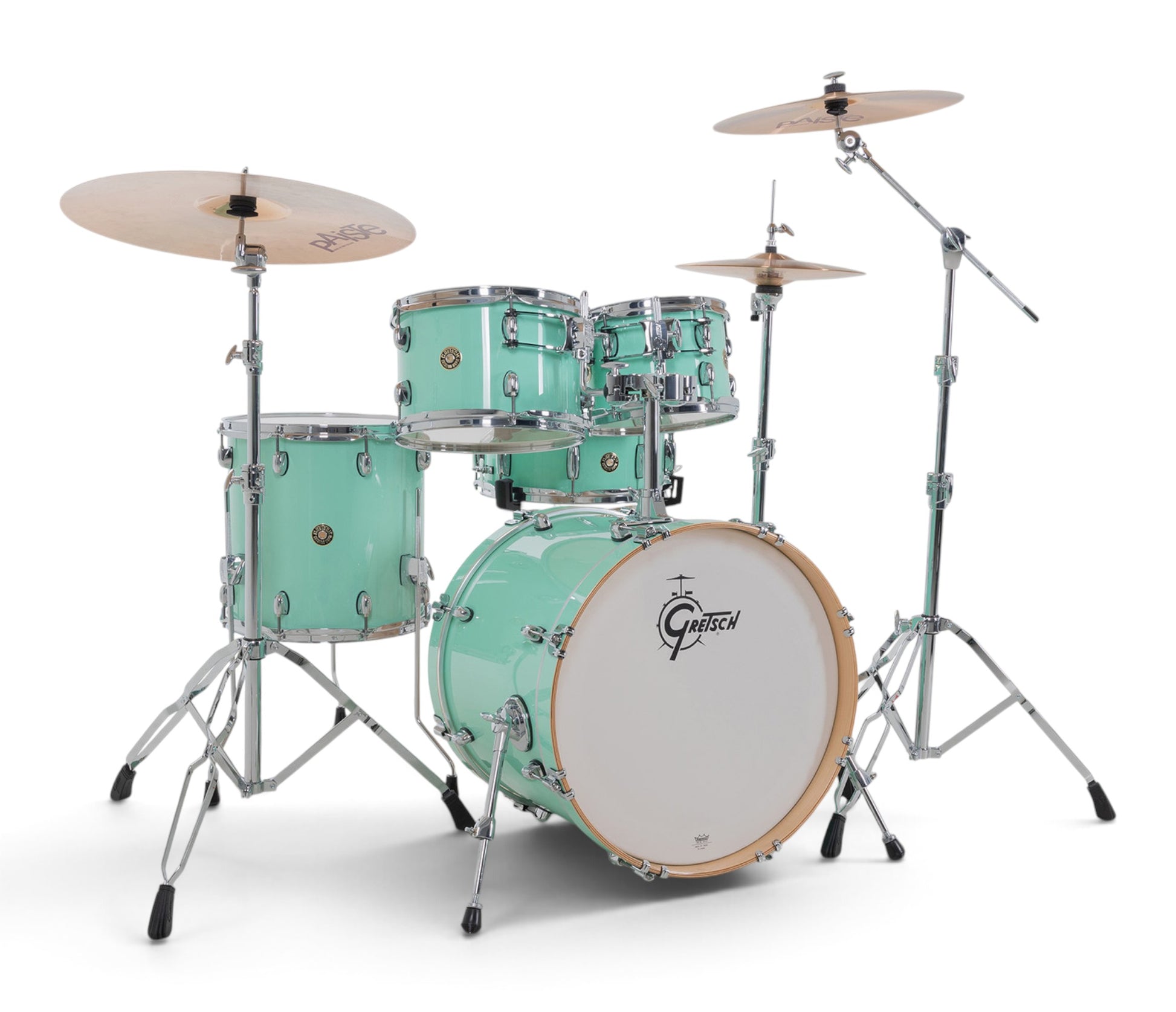 Gretsch Catalina Maple 20" 5-piece drum kit in Seafoam Green – three-quarter front view
