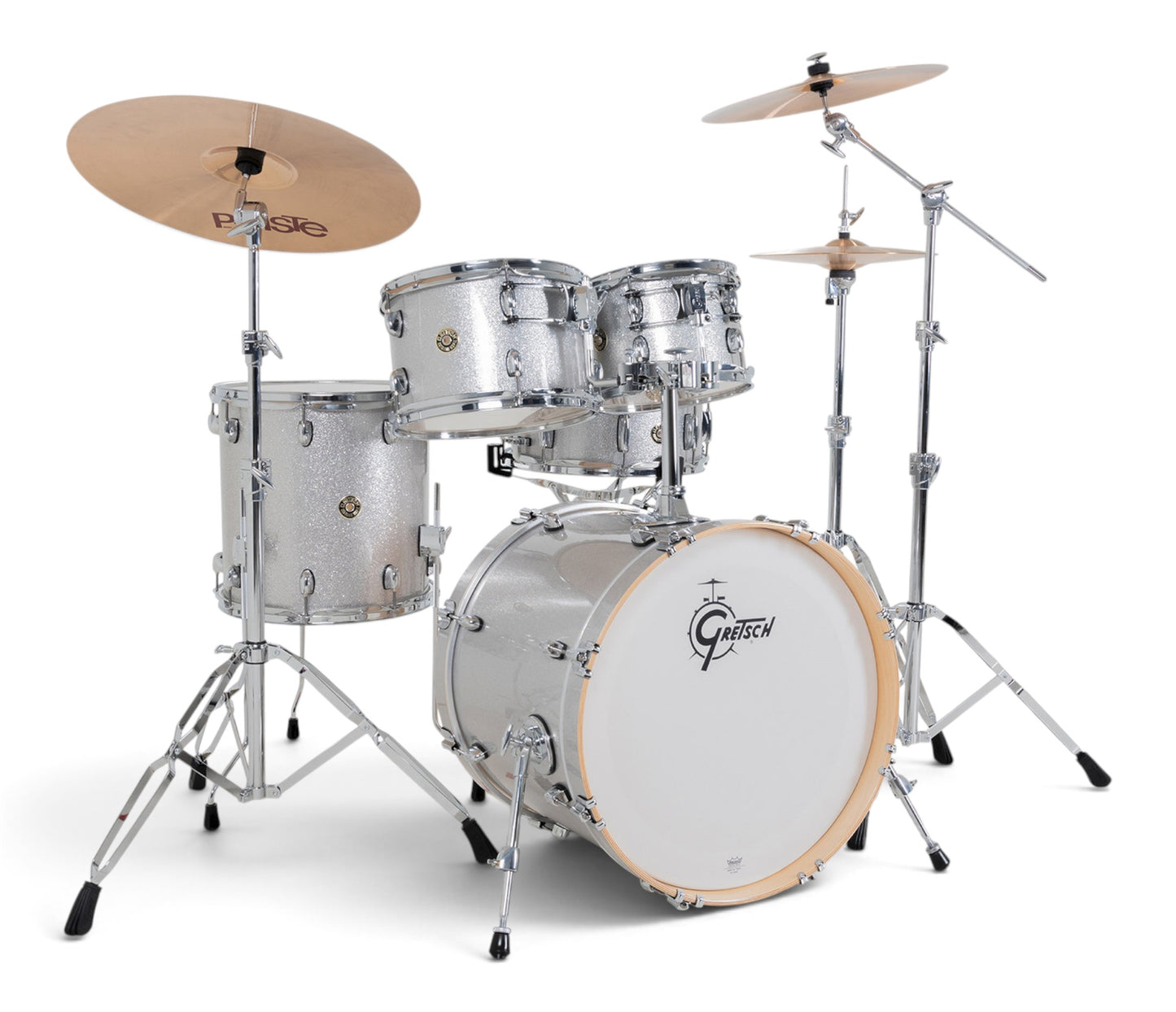 Gretsch Catalina Maple 20" 5-piece drum kit in Silver Sparkle – bass drum-mounted double tom holder
