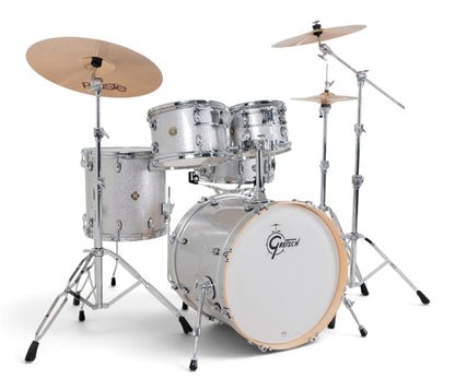 Gretsch Catalina Maple 20" 5-piece drum kit in Silver Sparkle – bass drum-mounted double tom holder