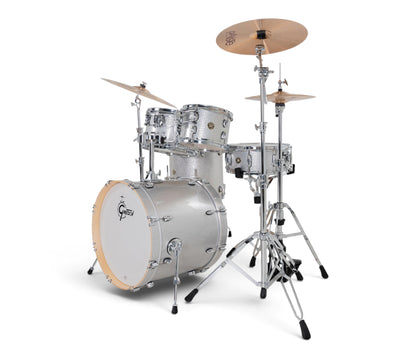 Gretsch Catalina Maple 20" 5-piece drum kit in Silver Sparkle – three-quarter front view