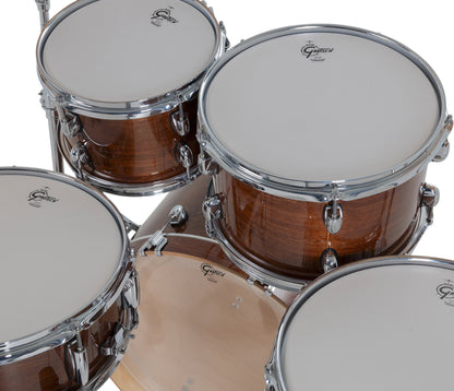 Gretsch Catalina Maple 20" 5-piece drum kit in Walnut Glaze – three-quarter front view
