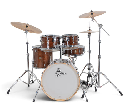 Gretsch Catalina Maple 20" 5-piece drum kit in Walnut Glaze – rack tom and snare drum close-up