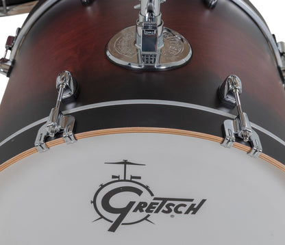 Gretsch Catalina Maple 20" 5-piece drum kit in Satin Deep Cherry Burst – bass drum-mounted double tom holder