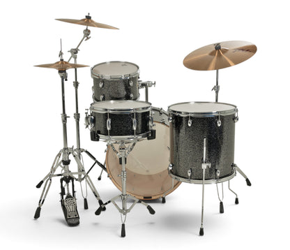 Gretsch Catalina Maple 22" 4-piece drum kit in Black Stardust – matching bass drum hoop and claw detail